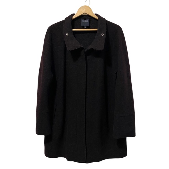 Hilary Radley Women's Size 16 Expresso Brown Wool Button Up Top Coat - Picture 1 of 16
